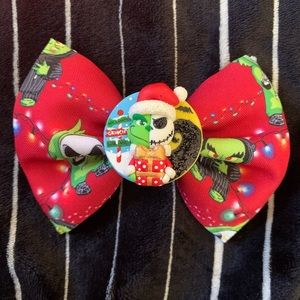 Grinch and Jack fabric hair bow
